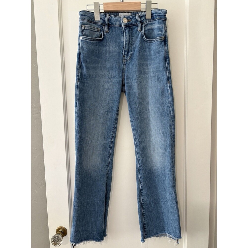 FRAME Le Crop Mini Boot Jeans Womens 26 Cropped Bootcut Raw Hem Stretch Denim